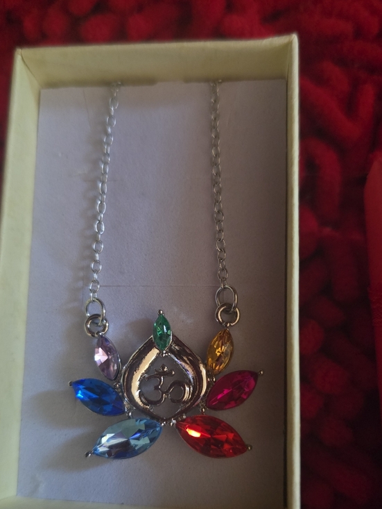 Jewelry - Multicolor Lotus Pendant Necklace with OM Symbol